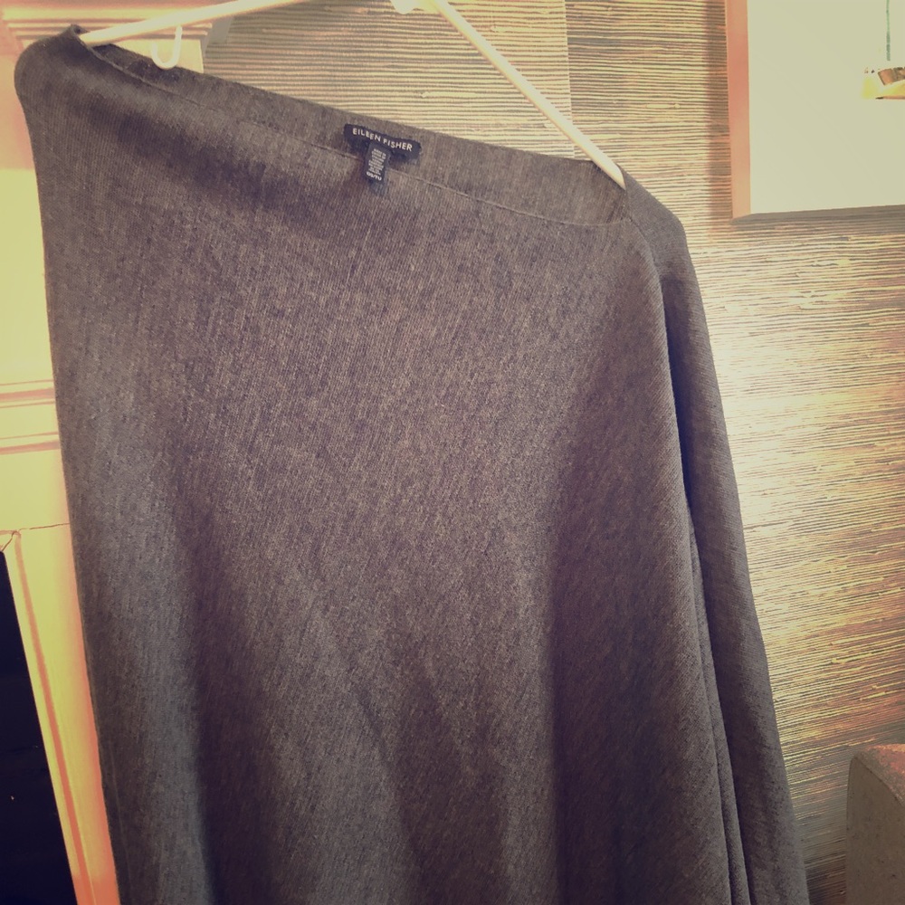 Eileen Fisher Grey Poncho Wrap